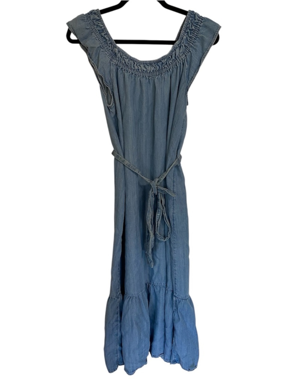 Ann Taylor LOFT Outlet Womens Size M Chambray Tencel Denim Midi Dress Prairie